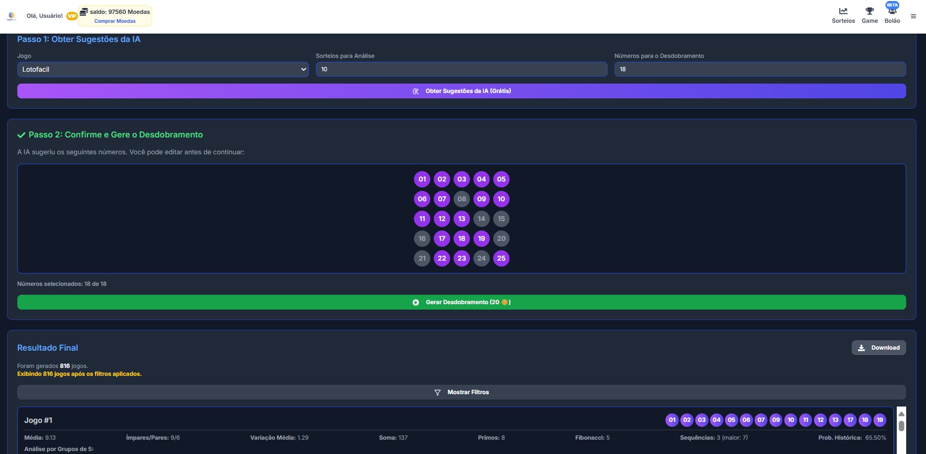 Layout do Jogo com Análise Integrada